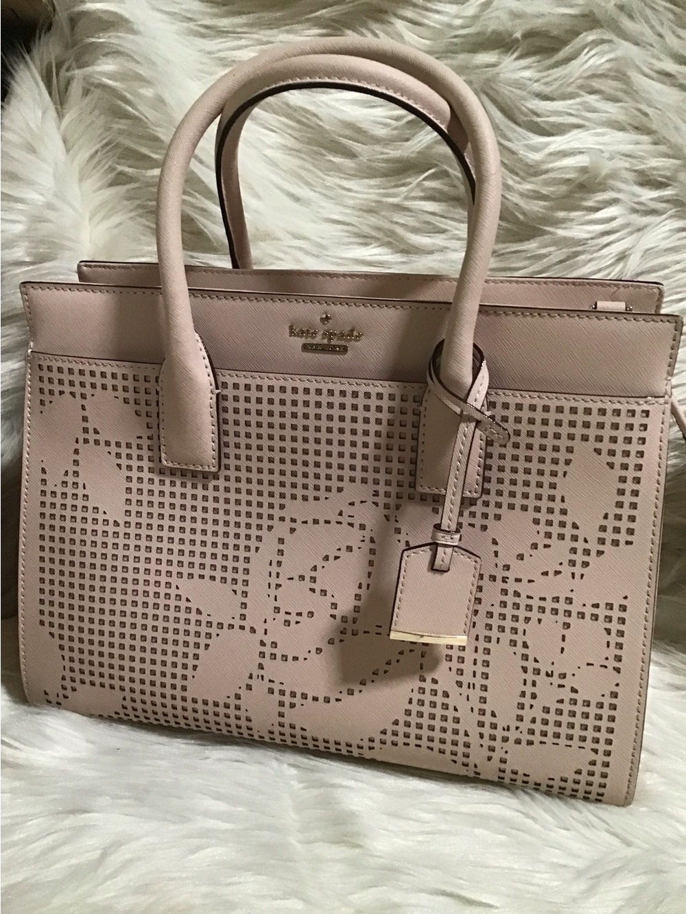 Kate spade purse pink leather Candace floral satchel